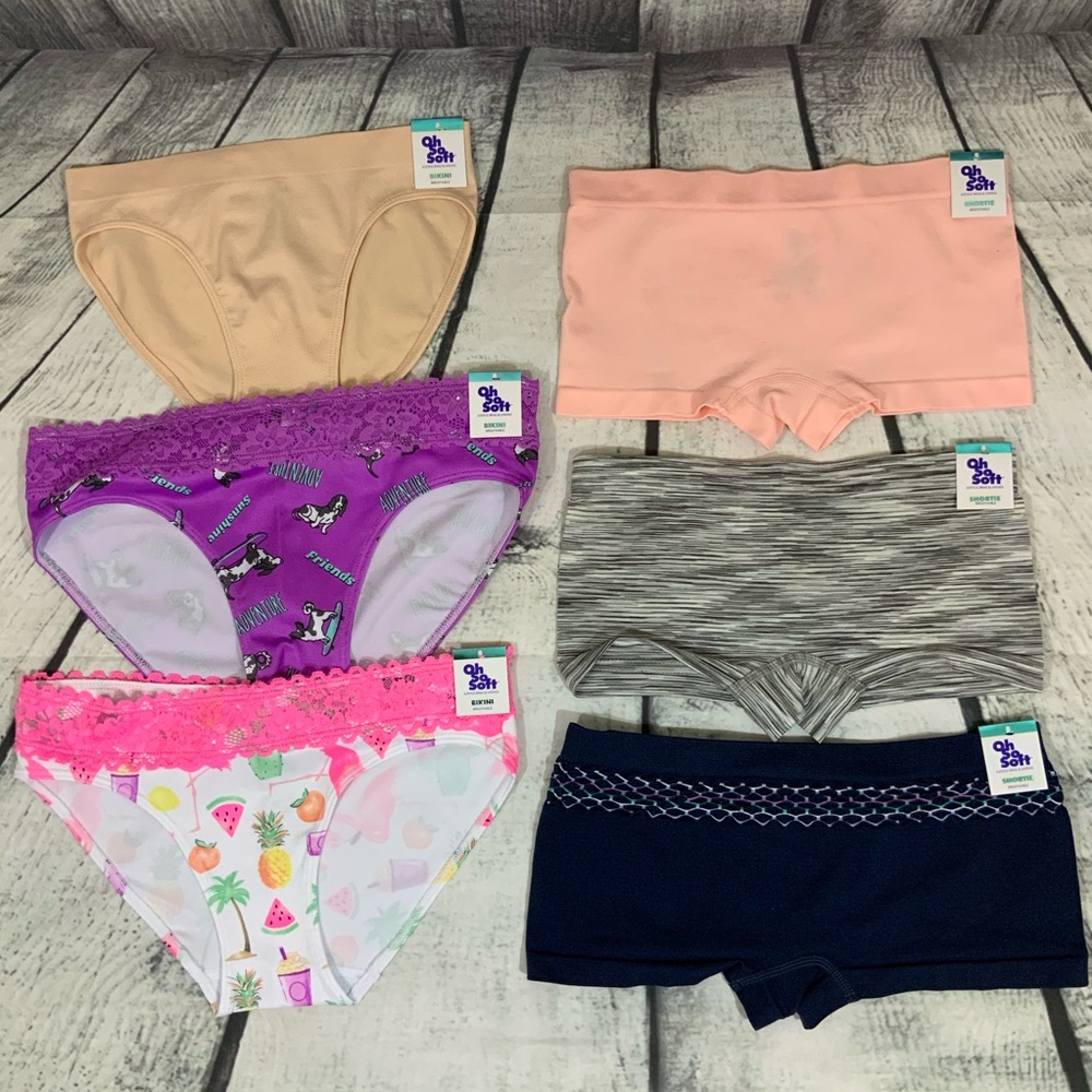 NWT 6 Justice Oh So Soft Panties Size 8 Mixed Lot